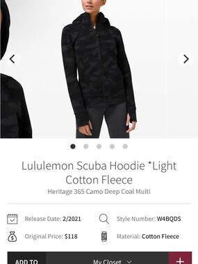 lululemon athletica Heritage 365 Camo Scuba Hoodie - Deep Coal Multi (Black)